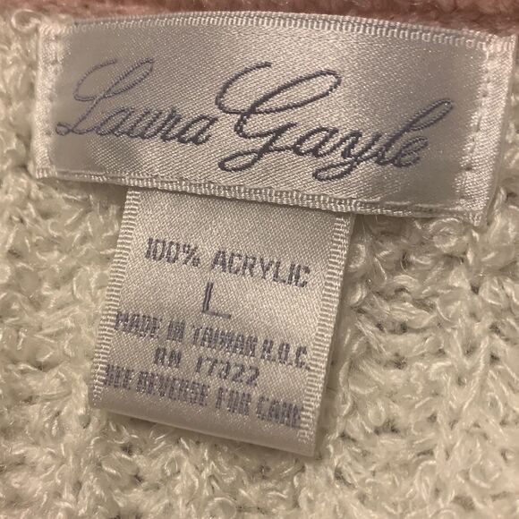 Laura Gayle Large 💯 Acrylic Machine Wash 2 Button Front Pretty In Pink Sweater - Picture 10 of 12